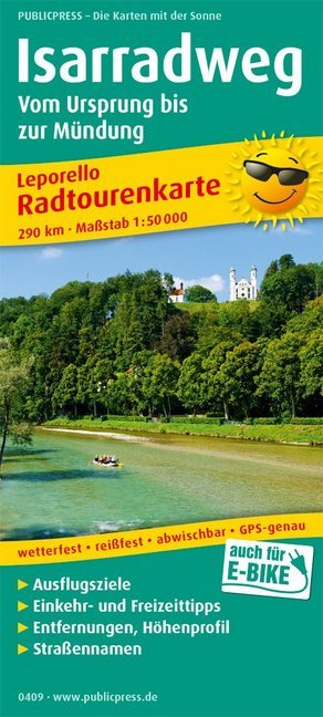 PUBLICPRESS Leporello Radtourenkarte Isarradweg, Von der Quelle bis zur Mündung main product photo