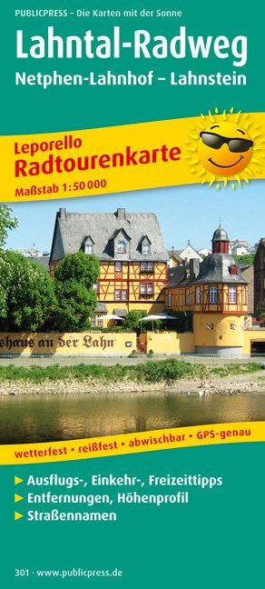 PublicPress Leporello Radtourenkarte Lahntal-Radweg, Netphen-Lahnhof - Lahnstein main product photo