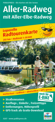 PublicPress Radwanderkarte Aller-Radweg mit Aller-Elbe-Radweg, 27 Teilktn., Auch für E-Bike