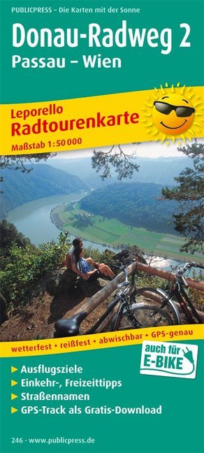 PublicPress Radwanderkarte Donau-Radweg. Passau - Wien. Leporello main product photo