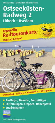PUBLICPRESS Leporello Radtourenkarte Ostseeküsten-Radweg. Tl.2