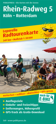 PublicPress Leporello Radtourenkarte Rhein-Radweg 5 Köln - Rotterdam. Tl.5