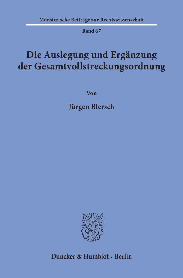 Die Auslegung und Ergänzung der Gesamtvollstreckungsordnung. main product photo