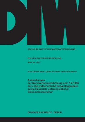 Auswirkungen der Mehrwertsteuererhöhung vom 1.7.1983 auf volk...