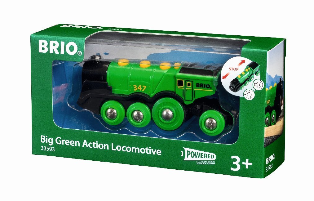 BRIO World 33593 Grüner Gustav elektrische Lok - Batterie-Lokomotive mit Licht & Sound - Kleinkinderspielzeug empfohlen ab 3 Jahren main product photo