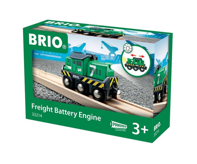 BRIO World 33214 Batterie-Frachtlok - Grüne Batterie-Lok mit Frontscheinwerfern - Empfohlen ab 3 Jahren main product photo