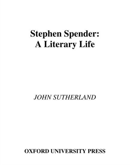 Stephen Spender: A Literary Life main product photo