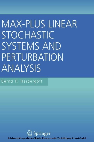 Max-Plus Linear Stochastic Systems and Perturbation Analysis main product photo