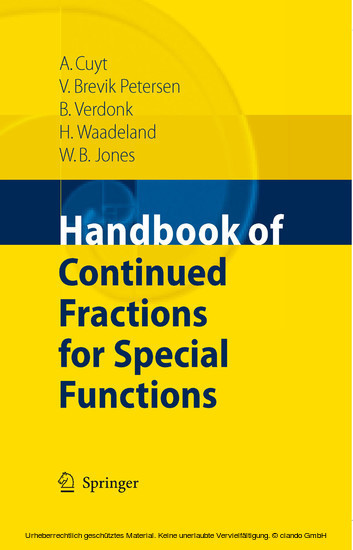 Handbook of Continued Fractions for Special Functions main product photo