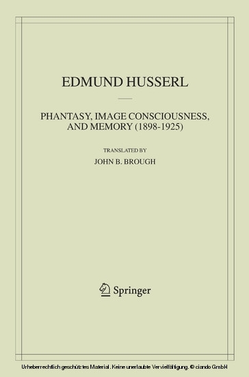 Phantasy, Image Consciousness, and Memory (1898-1925) main product photo