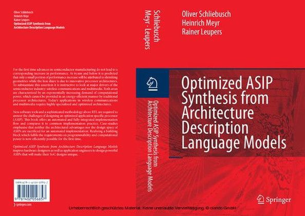 Optimized ASIP Synthesis from Architecture Description Language Models main product photo