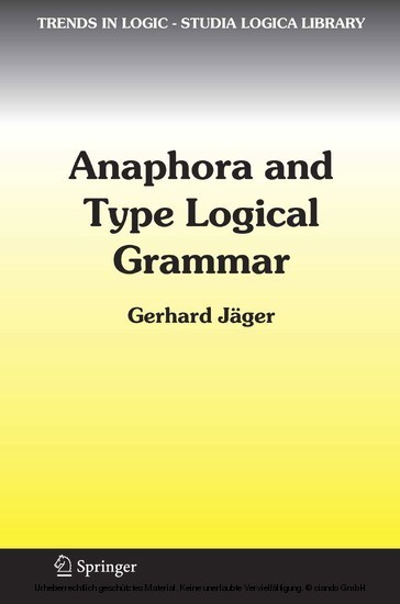 Anaphora and Type Logical Grammar main product photo