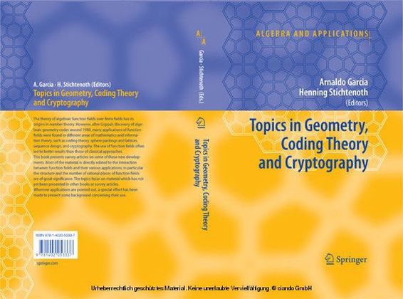 Topics in Geometry, Coding Theory and Cryptography main product photo