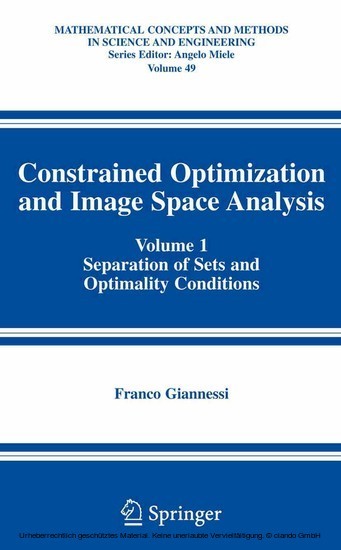 Constrained Optimization and Image Space Analysis. Vol.1 main product photo