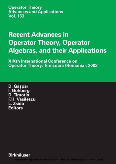 Recent Advances in Operator Theory, Operator Algebras, and their Applications main product photo