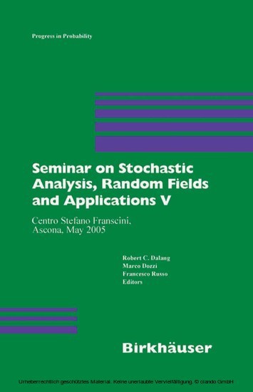 Seminar on Stochastic Analysis, Random Fields and Applications V main product photo