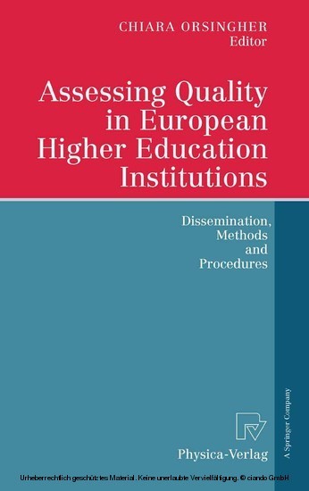 Assessing Quality in European Higher Education Institutions main product photo