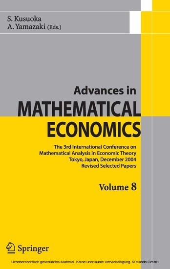 Advances in Mathematical Economics Volume 8. Vol.8 main product photo