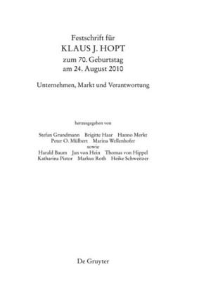 Festschrift für Klaus J. Hopt zum 70. Geburtstag am 24. August 2010