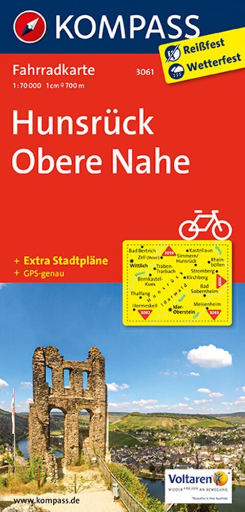 KOMPASS Fahrradkarte 3061 Hunsrück, Obere Nahe 1:70.000 main product photo