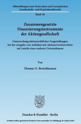 Zusammengesetzte Finanzierungsinstrumente der Aktiengesellschaft.