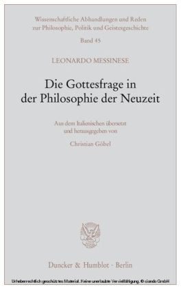 Die Gottesfrage in der Philosophie der Neuzeit.