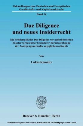 Due Diligence und neues Insiderrecht.