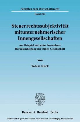 Steuerrechtssubjektivität mitunternehmerischer Innengesellschaften.