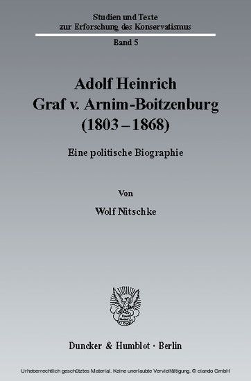 Adolf Heinrich Graf v. Arnim-Boitzenburg (1803-1868). main product photo