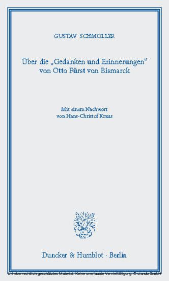 Über die "Gedanken und Erinnerungen" von Otto Fürst von Bismarck. main product photo