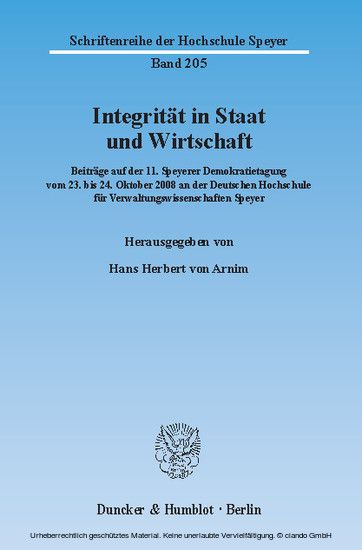 Integrität in Staat und Wirtschaft. main product photo