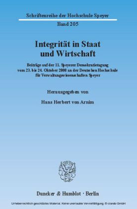 Integrität in Staat und Wirtschaft.