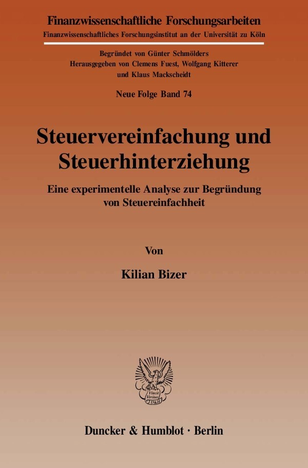 Steuervereinfachung und Steuerhinterziehung. main product photo