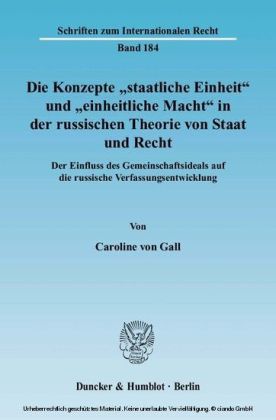 Die Konzepte »staatliche Einheit« und »einheitliche Macht« in der russischen Theorie von Staat und Recht.