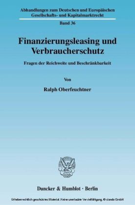 Finanzierungsleasing und Verbraucherschutz.