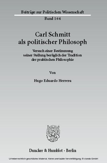 Carl Schmitt als politischer Philosoph. main product photo
