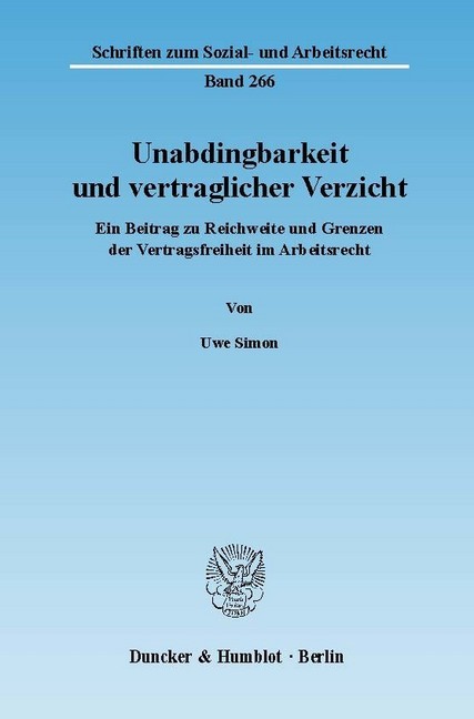 Unabdingbarkeit und vertraglicher Verzicht. main product photo