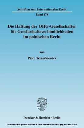Die Haftung der OHG-Gesellschafter für Gesellschaftsverbindlichkeiten im polnischen Recht.