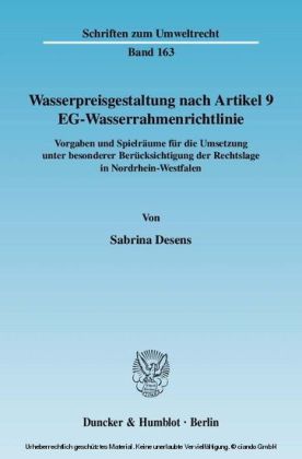 Wasserpreisgestaltung nach Artikel 9 EG-Wasserrahmenrichtlinie.