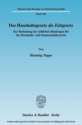 Das Haushaltsgesetz als Zeitgesetz.