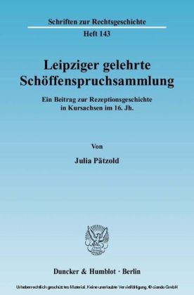 Leipziger gelehrte Schöffenspruchsammlung. main product photo