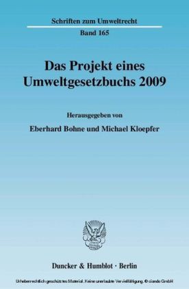 Das Projekt eines Umweltgesetzbuchs 2009.