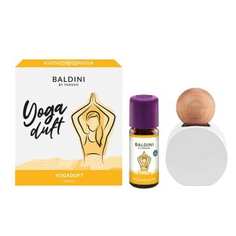 Baldini Yogaduft Set mit 10ml Yogaduft und Duftvase mit Holzkugel