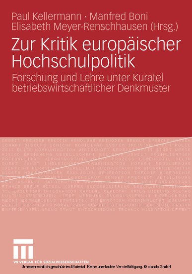 Zur Kritik europäischer Hochschulpolitik main product photo