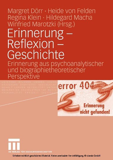 Erinnerung - Reflexion - Geschichte main product photo