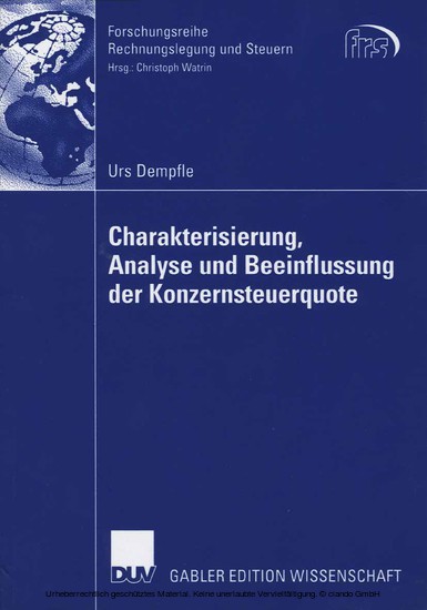 Charakterisierung, Analyse und Beeinflussung der Konzernsteuerquote main product photo