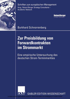 Zur Preisbildung von Forwardkontrakten im Strommarkt