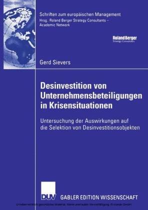 Desinvestition von Unternehmensbeteiligungen in Krisensituationen