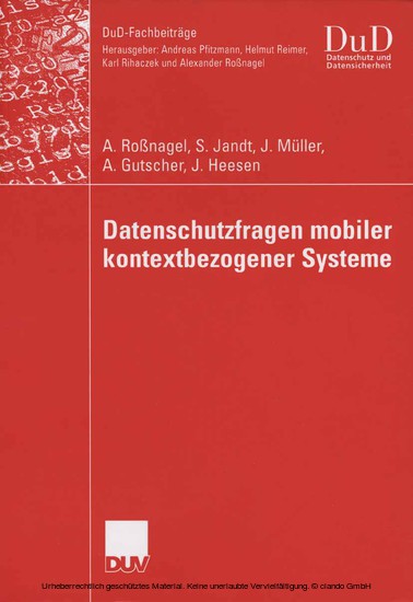Datenschutzfragen mobiler kontextbezogener Systeme main product photo