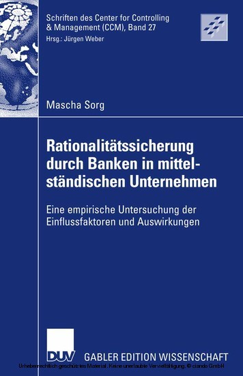 Rationalitätssicherung durch Banken in mittelständischen Unternehmen main product photo